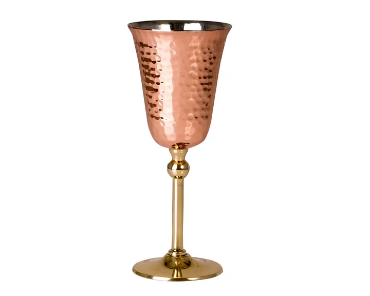 Wine Goblet High Glassware Long Stem Red Wine Glass For Bar Restaurant Home Copper and Brass plated Goblet