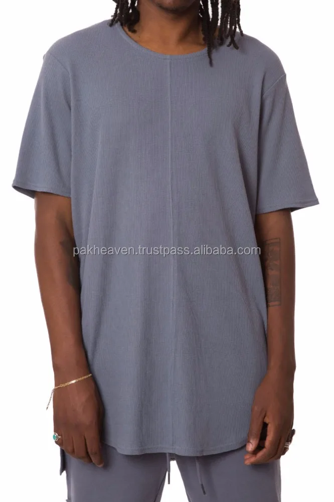 pak WAFFLE KNIT tall curved hem over hip elongated t shirt available fabric rayon polyester cotton bamboo modal