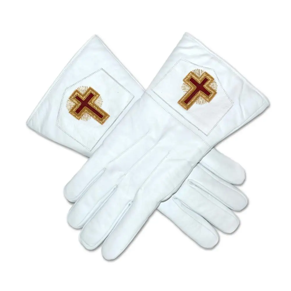 BLACK LEATHER MASONIC REGALIA-MASONIC SOFT PLAIN WHITE LEATHER GLOVES (MED/LARGE/XLARGE)