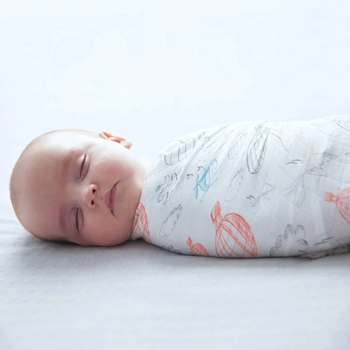 Custom Print Silk Muslin Cotton Wraps Organic Newborn Baby Swaddle Blanket