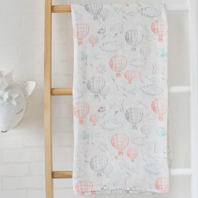 Custom Print Silk Muslin Cotton Wraps Organic Newborn Baby Swaddle Blanket