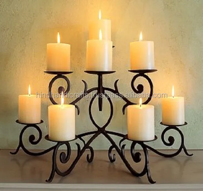 7 Lite Handmade Iron Metal Pillar Candlestick Candelabra Stand for Home Christmas Decoration