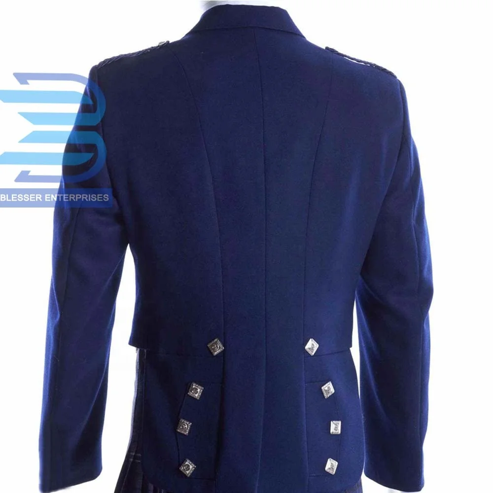 Prince Charlie Jacket with 3 Button Vest Navy Blue-Scottish Uniforms Jackets-Kilt Jackets