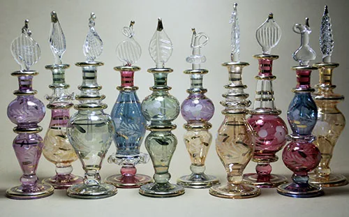 
High quality Egyptian Glass Perfume Bottle with 14 k Gold 