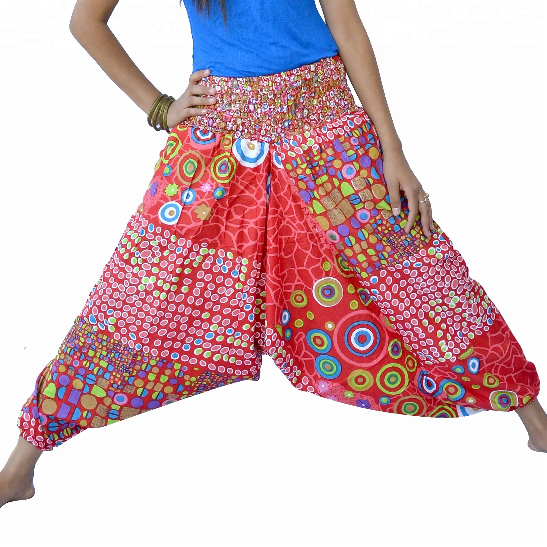 Hot Selling Indian Cotton Men And Women Harem Pant Yoga Pants Orange Printed Unisex Trouser Wholesale