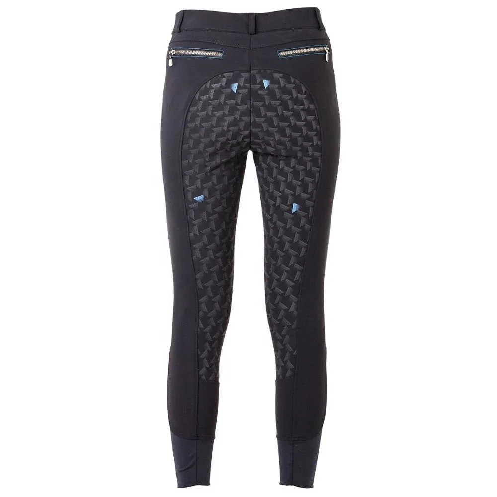 FANCY ZIPPER 93% NYLON 7% SPANDEX SILICONE BUM HORSE RIDING CLOTHING RIJBROEK
