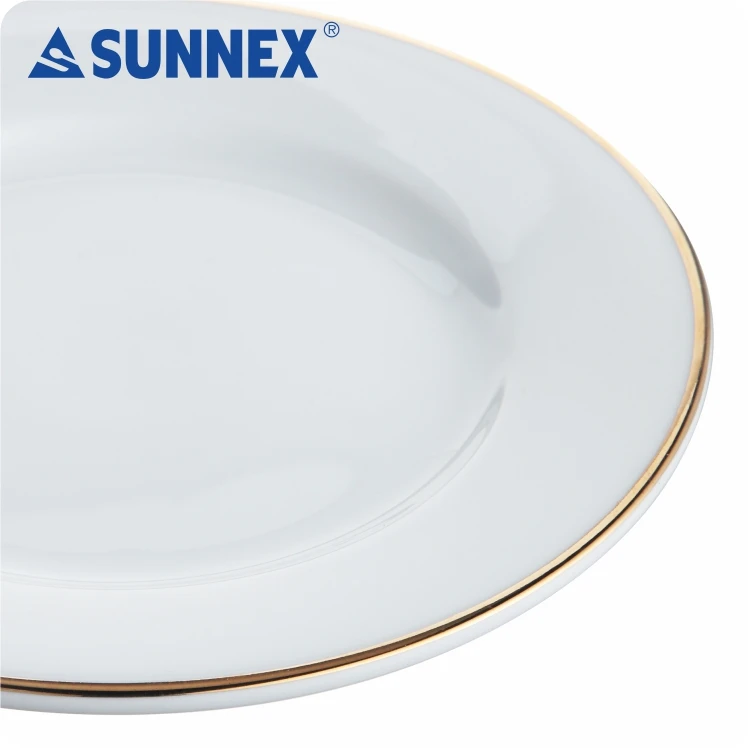 SUNNEX 2022 горячая Распродажа экономичная белая фарфоровая чашка 10 дюймов тарелка с золотой окантовкой ручной росписи