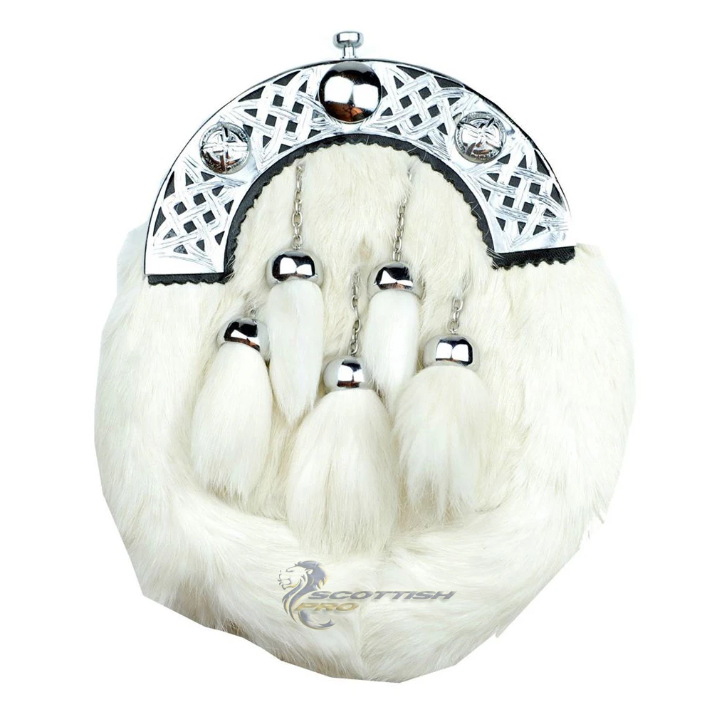 Rabbit hair sporran made in original rabbit fur