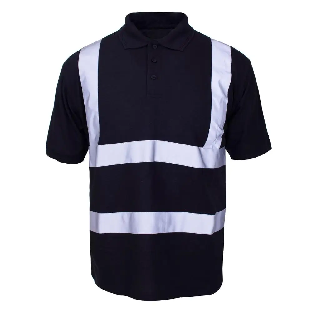 Custom Safety workwear polo shirts men hi vis work wear polo shirt with reflective stripes