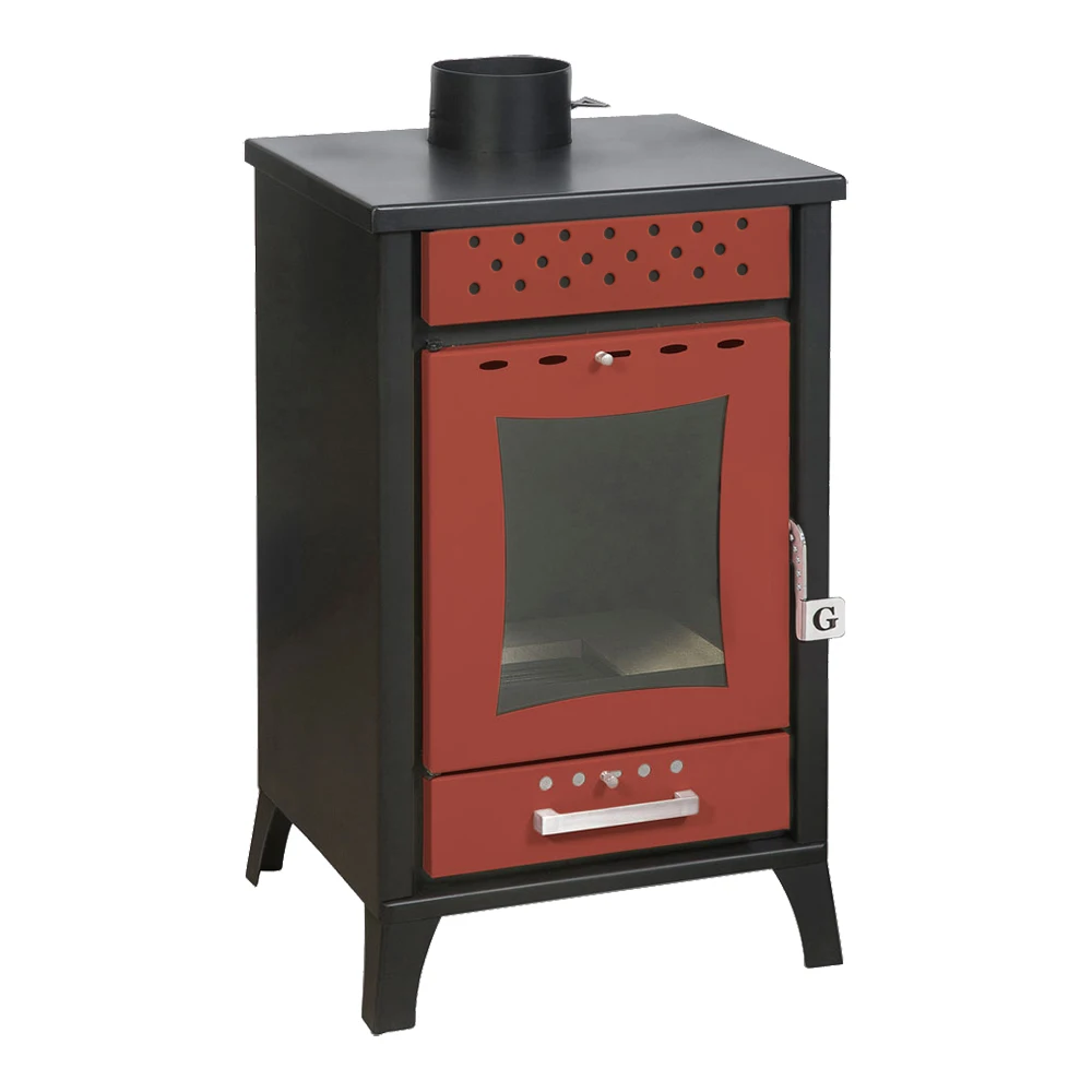 15 kW Wood Burning Steel Stove with Water Jacket | 74% Efficiency (Gekas Stoves - DG 2000) Black, Silver, Red, Beige