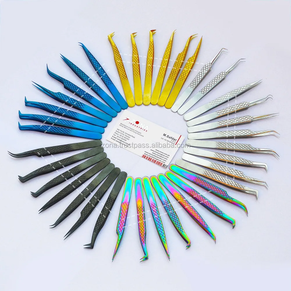 Rainbow Coated Stainless Steel is the Perfect Material for Eyelash Extension Tweezers L Type Extremely Share Eyelash Tweezers