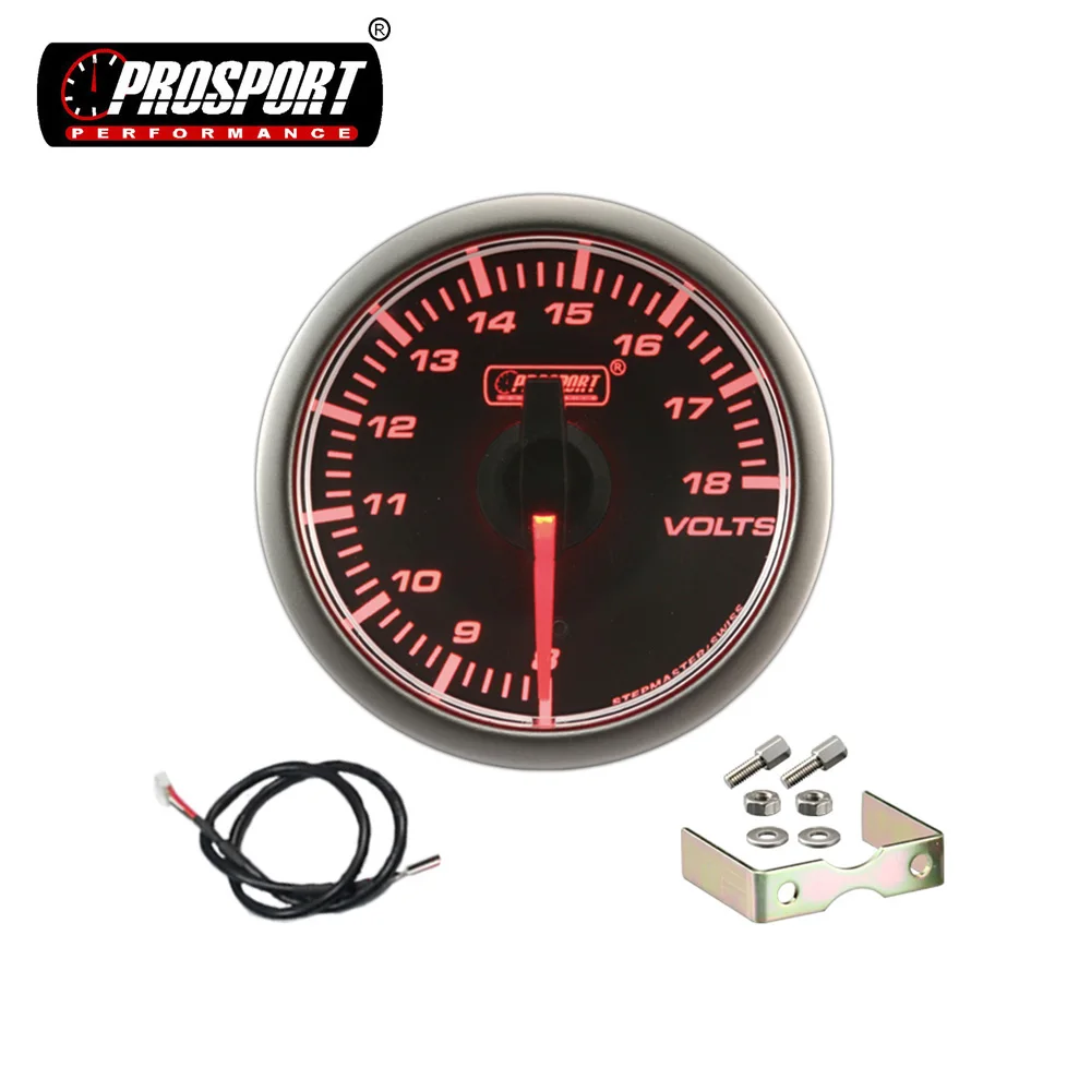 Черный циферблат 45 мм, янтарный светодиодный дисплей, красный аналоговый индикатор напряжения, универсальный автомобильный индикатор напряжения