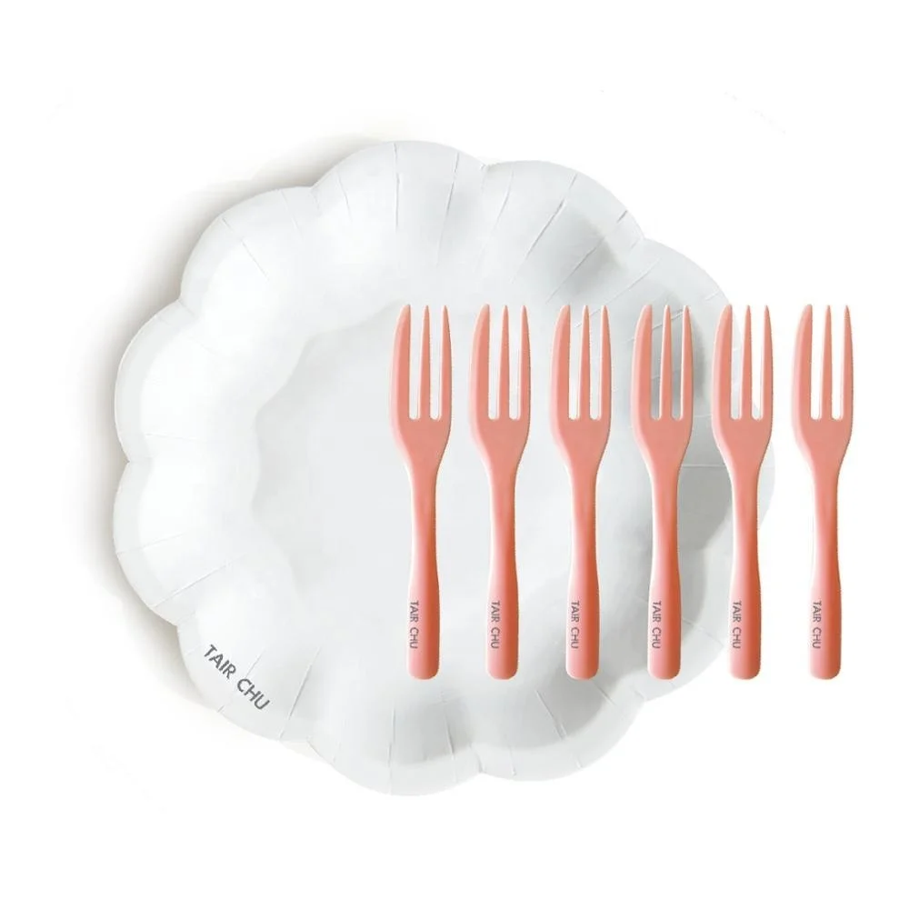 Paper Plate and Peach Fork for Birthday Cake.jpg