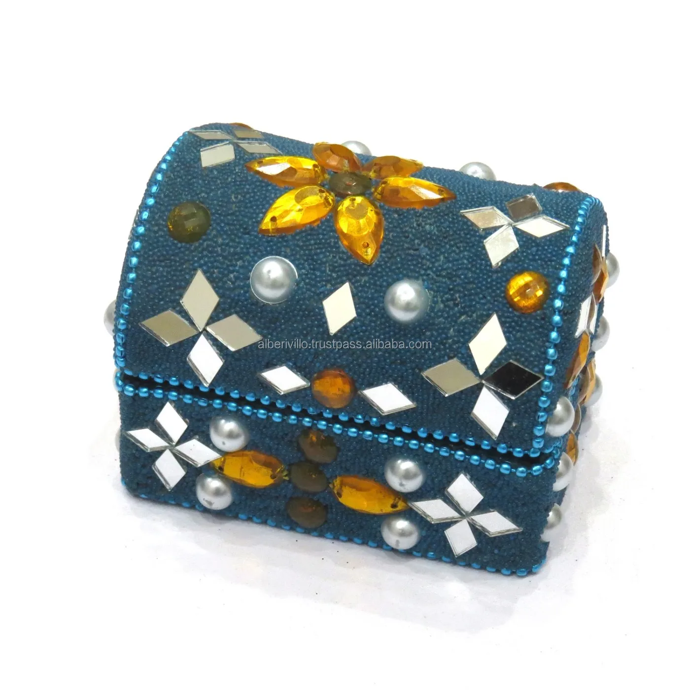 Ready to Ship Small Decorative Jewelry Boxes Designer Lac Glitter Beaded Storage  Box Indian Wedding Favor Pill Box