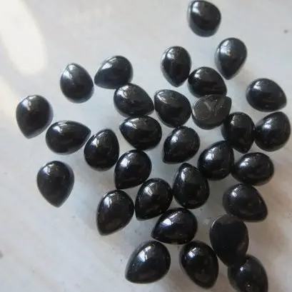 6x4mm Natural Black Onyx Pear Flat Back Semi Precious Cabochon Calibrated Gemstone Bulk Wholesaler Factory Price Jewelry Setting