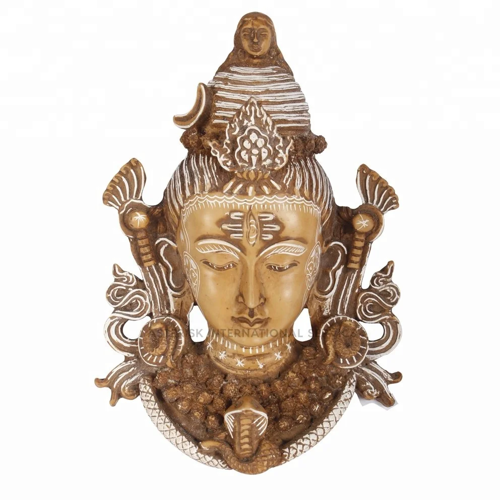 Lord Shiva Face of Glory - Resin Powder Cast Statue- Handmade in Nepal Resin Powder Cast Shiva Face Statues