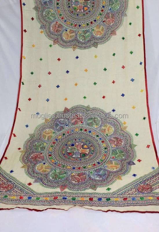 Hot Selling Red Kuchi Fully Embroidered Dupatta Indian Dupatta Phulkari Duapttas at Bulk Price