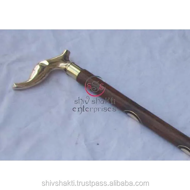 Wooden Custom Walking Stick with Brass Handle Swagger Walking Cane Rule Wooden Vintage Designer Walking Stick For Men