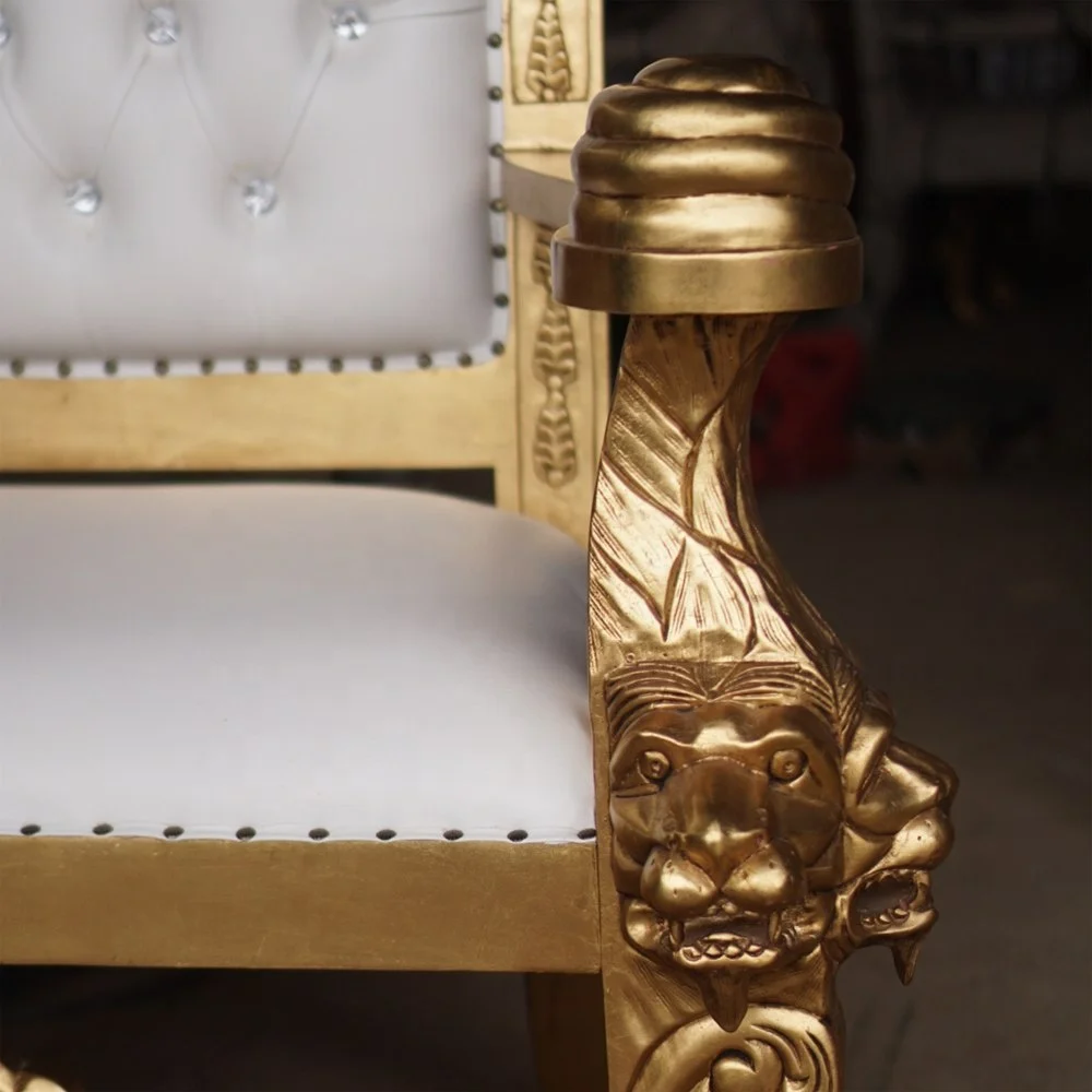 Hot Sale High Back King Solomon Throne Chairs Luxury Royal Wedding Chair for Groom and Bride for Dining and Hotel Use
