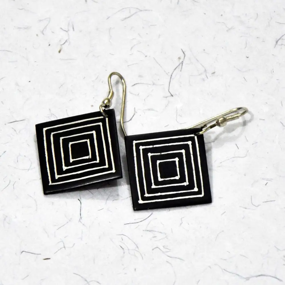 Handmade Silver Engraved Designer Jewellery handmade earrings - hanging earring design - Grapnel Anchor vintage jewellery