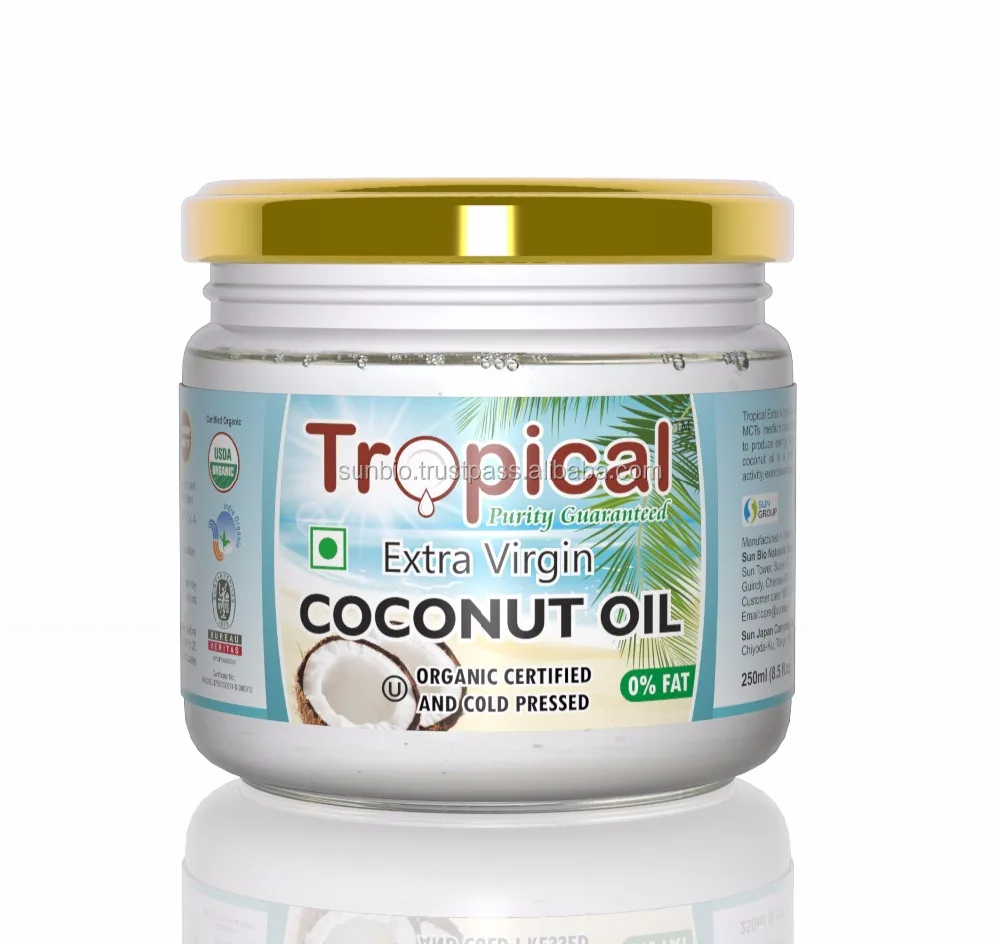 Extra Virgin Coconut Oil in Glass & PET Jars Non Hydrogenated Virgin Coconut Oil filled in Glass Jars 250 ml/ 500 ml / 1000 ml