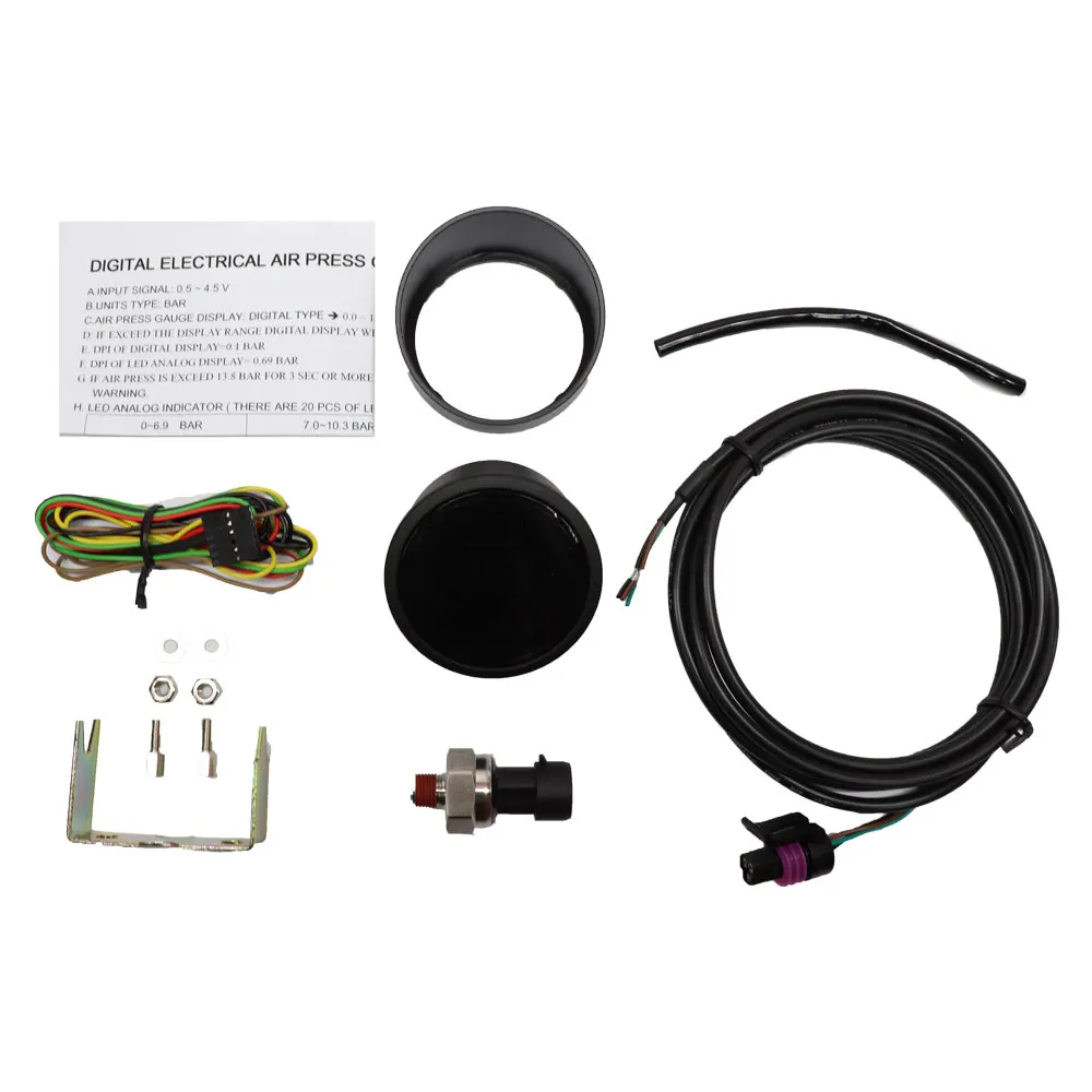 52mm digital air pressure gauge suspension airride system Included Electrical Pressure Sensors