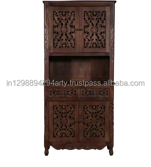 Wooden Furniture Mango Wood Carving Dining Room Furniture Carved Wooden Kitchen Cabinet