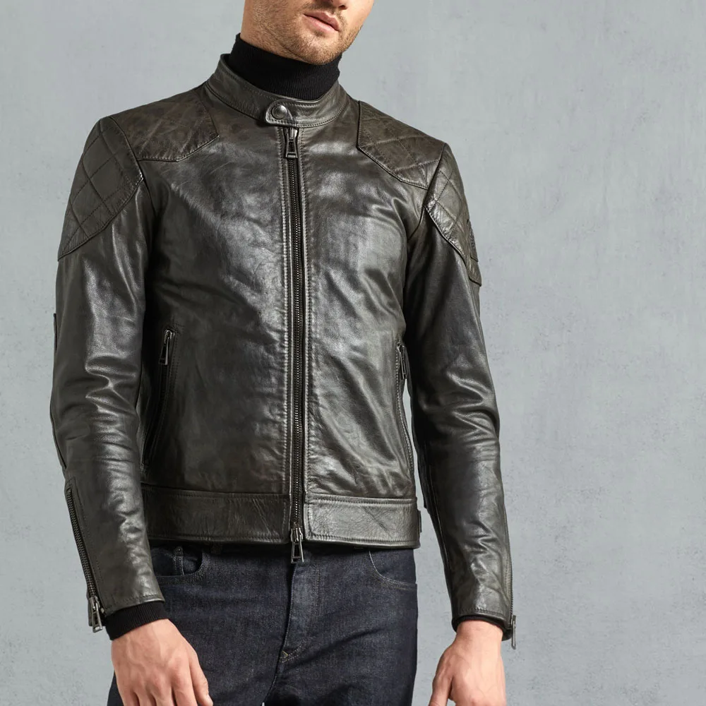 Tricut Black Signature Hand Waxed Leather Jacket Men Men Custom Leather Biker Jacket Pu Leather Jackets