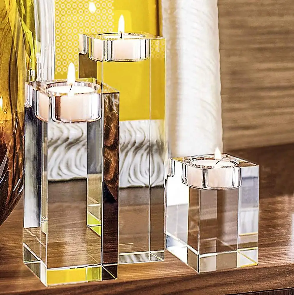 
Amazing Home Large Name and Date Printing Crystal Candle Holder for Wedding and Anniversary 