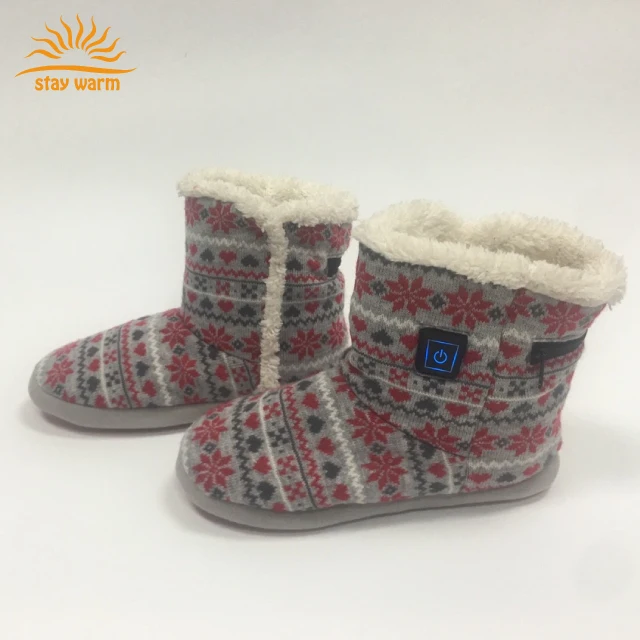Winter Heated Footwear Christmas design battery heated slipper