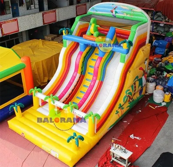 inflatable double slide, giant inflatable slide, inflatable dino slide