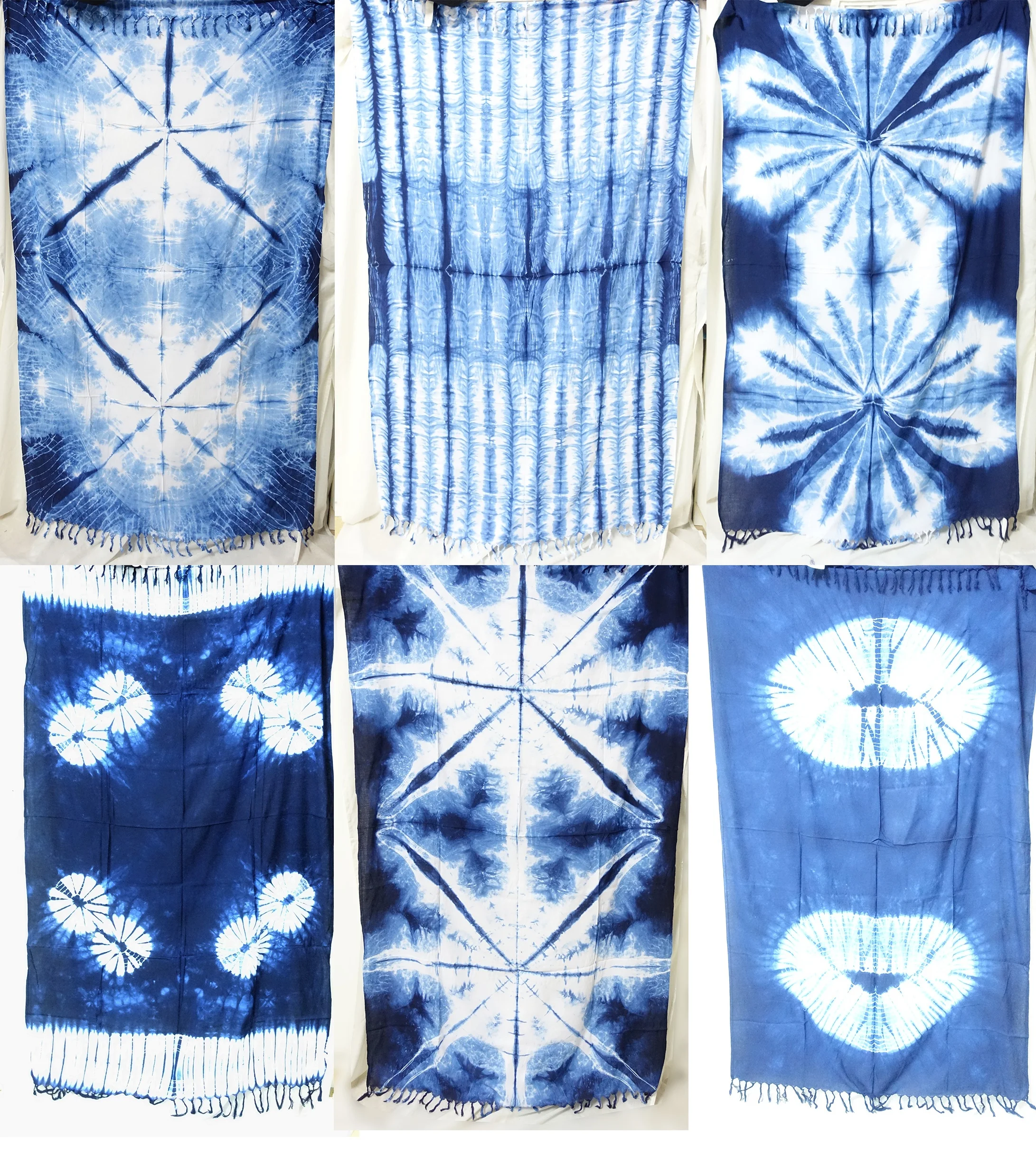 Синяя пикантная пляжная одежда цвета индиго с разноцветным узором ручной работы парео саронг