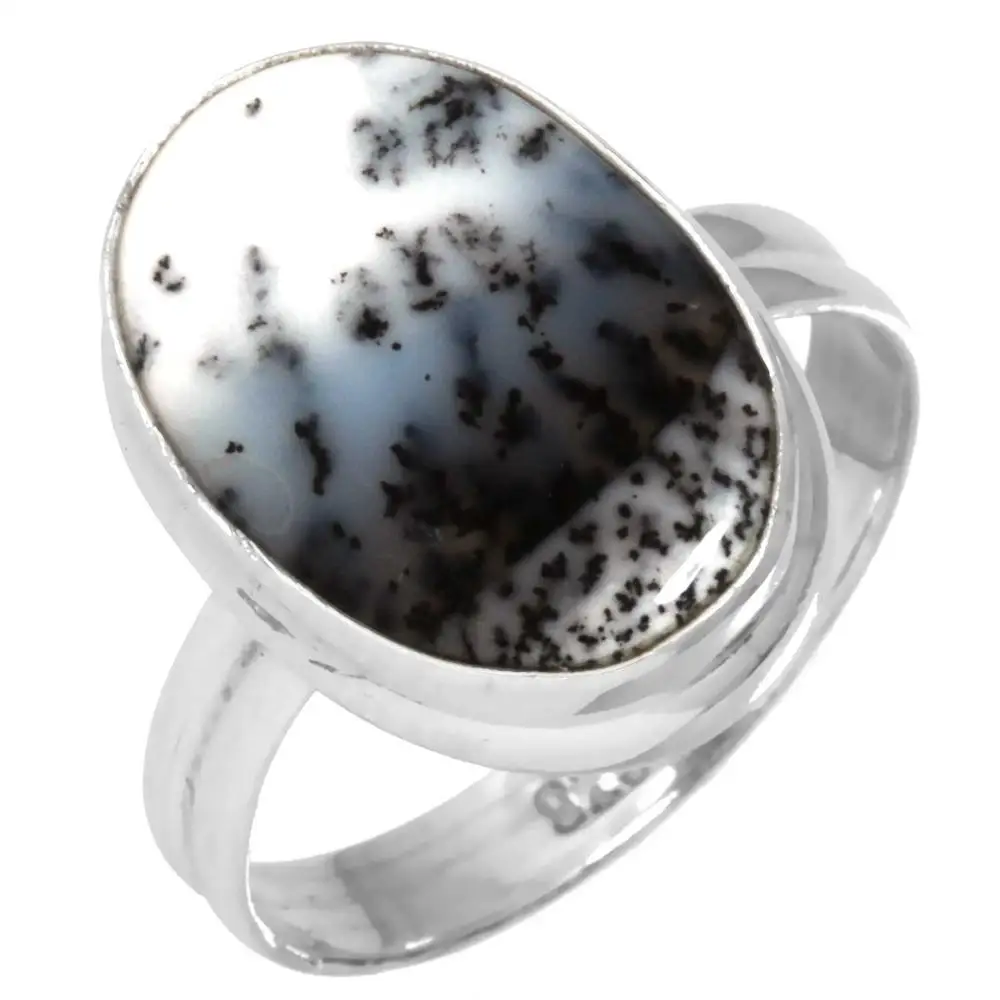 dendritic agate ring oval round pear square fancy rectangle mix shape natural gemstone stone cabochon 925 sterling silver