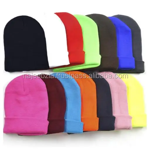 Acrylic Blend Slouchy Cuff Woven Label Ski Cap Skull Knit Winter Hat Custom Beanie hats men women kids sizes  available