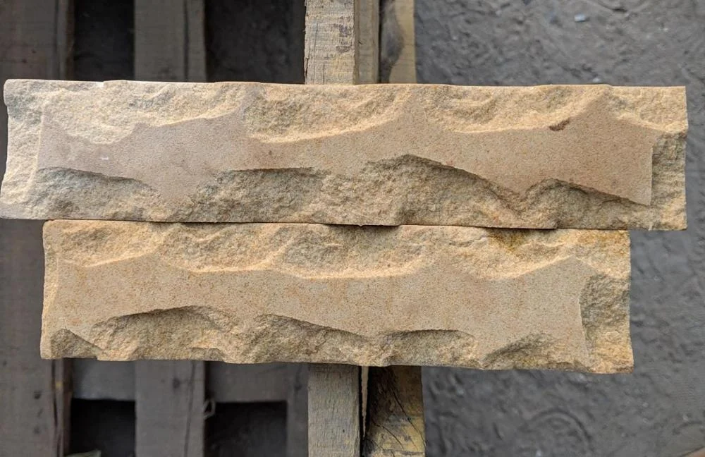 Natural Wall Cladding And Panel Exterior Teak Wood Sand Stone Veneer Stacked Exterior Wall Material