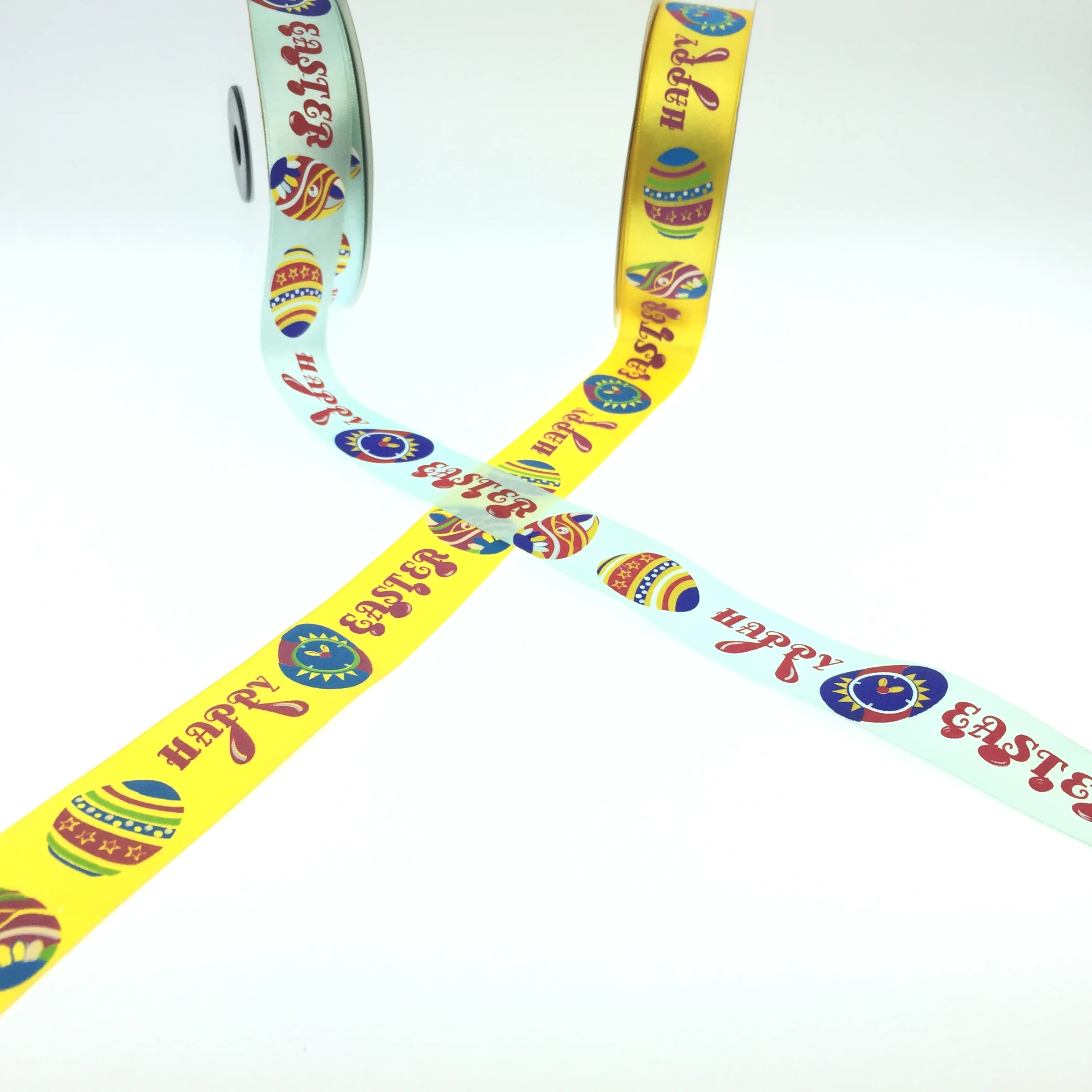 Fancy Easter Ribbon Colorful Printed Woven Edge Solid Bow Made from Polyester Satin Grosgrain Silk Materials