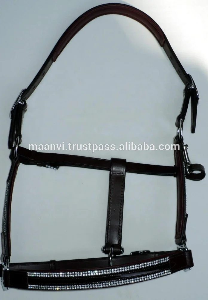 Classic Halter leather hater comfortable Genuine Leather Padded Horse Halter and Head collar Leather Adjustable Halter