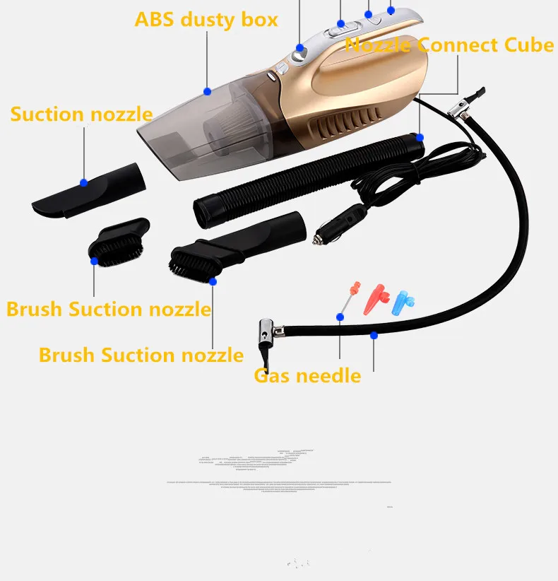 
CARAYMIN Car Vacuum Cleaner 4 in 1 Multifunctional High Power 12V 120W Air Compressor Tire inflator Handheld Car Vacuum Cleaner 