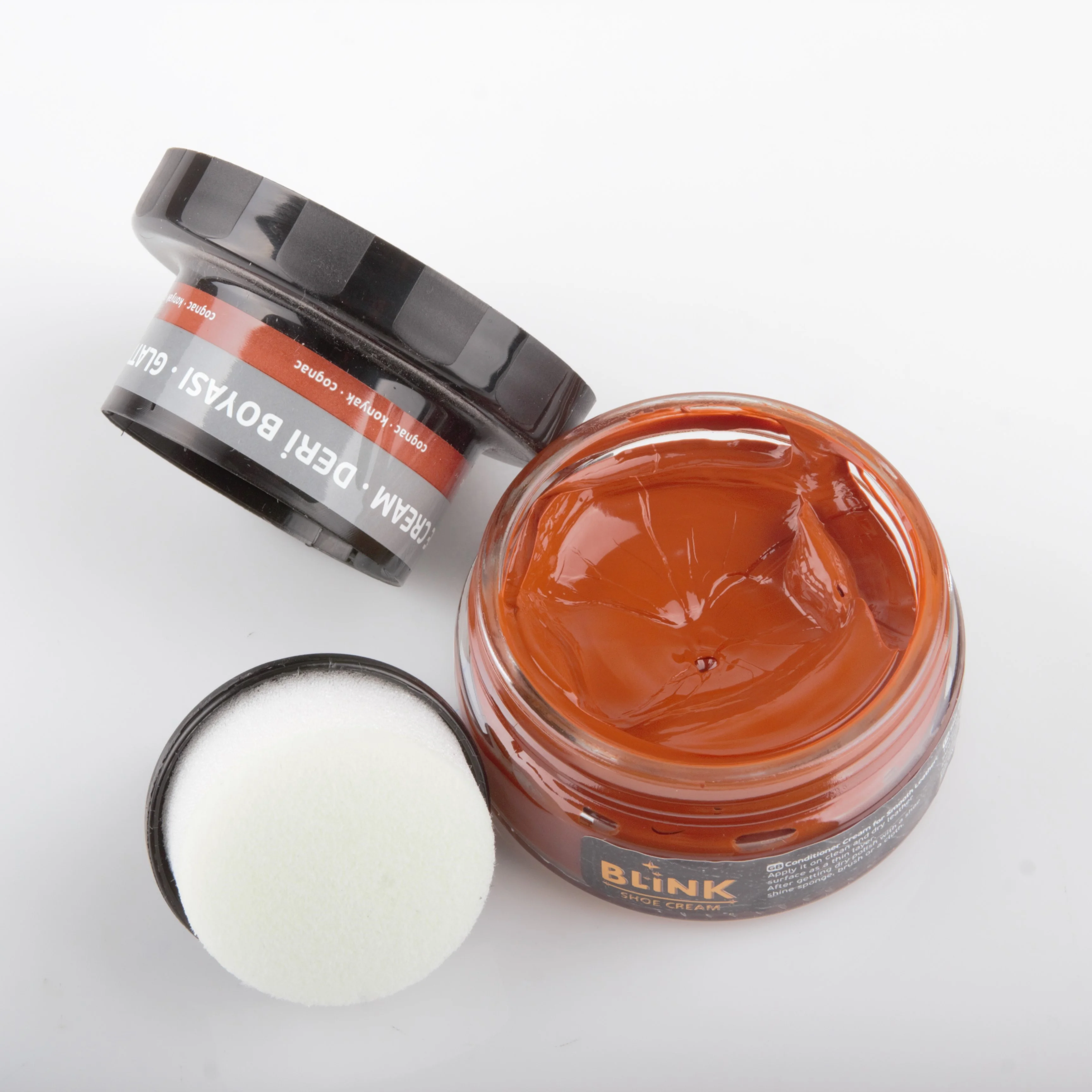 High Quality Shoe Care Cream with Applicator Leather Cream Sponge Liquid Shoe Polish Shoe Cleaning Tools Glass Bottle B-8510-