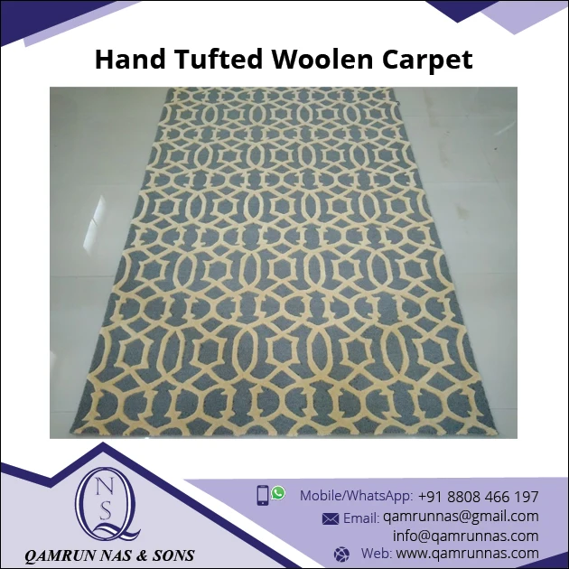 Decorative 100% Wool Tufted Carpet in yellow color beautiful design carpet for bulk order available in stock