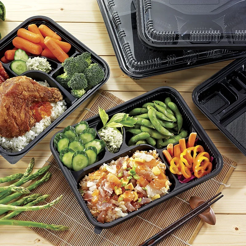 Taiwan 5 compartments plastic disposable bento box food container for lunch