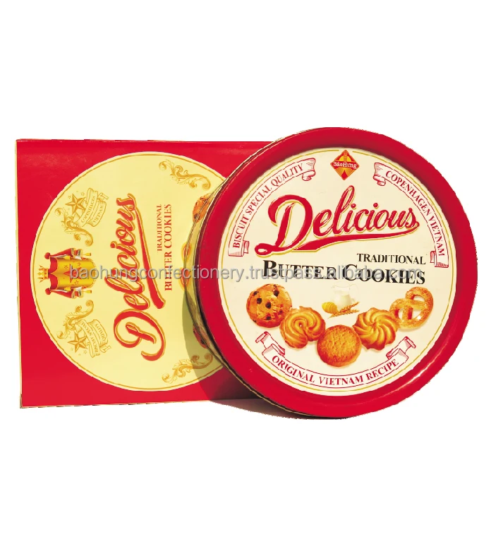 Danish Butter Cookies Biscuits 300g - Tin Semi-hard Box Packaging 0.3 Kg Square Sweet 11 % Fat Content Low-carb,low-fat