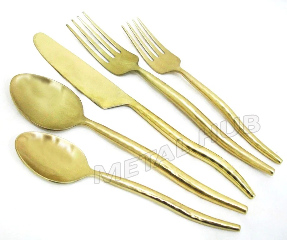 Luxury Gold Plated Cutlery,Wedding Gold Flatware,Matt Gold Plated Cutlery