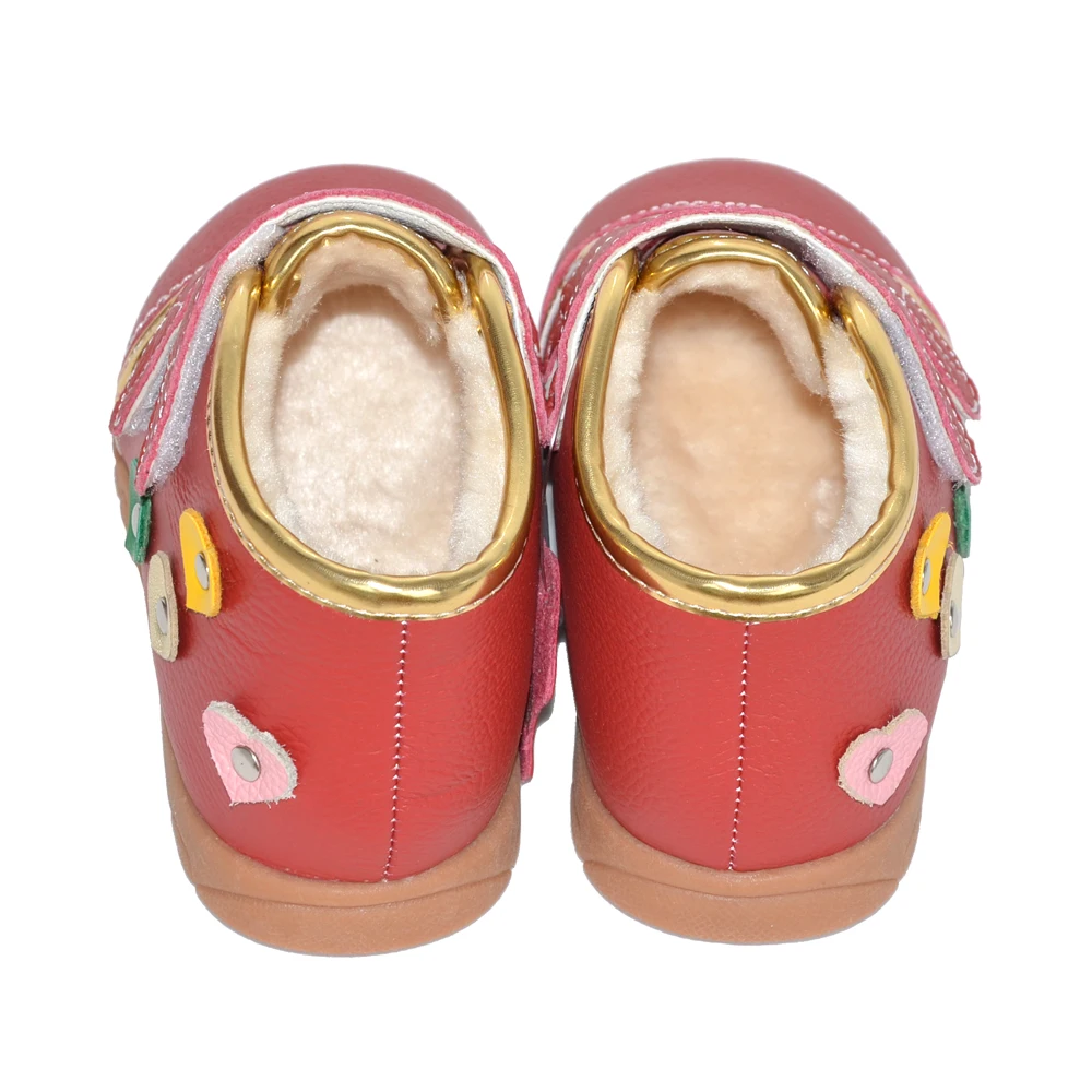new style Red genuine leather toddler kids boots double strap adjustable girl winter boots