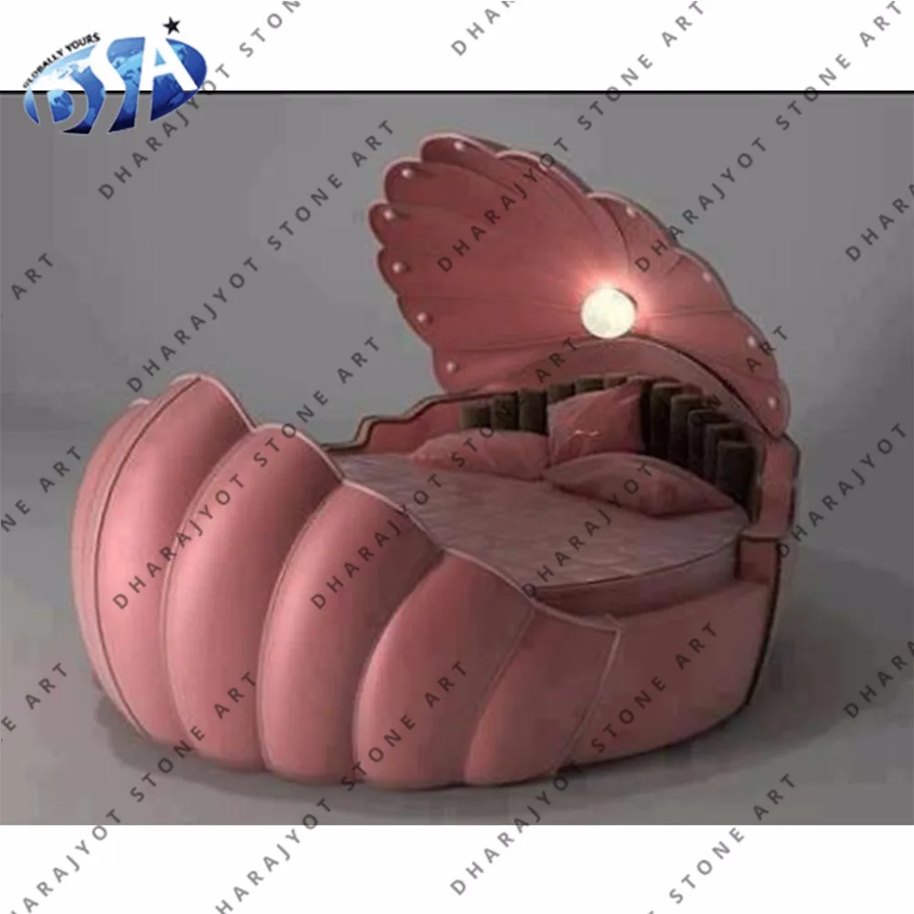 Красная мраморная резная вручную антикварная кровать с боковым рисунком