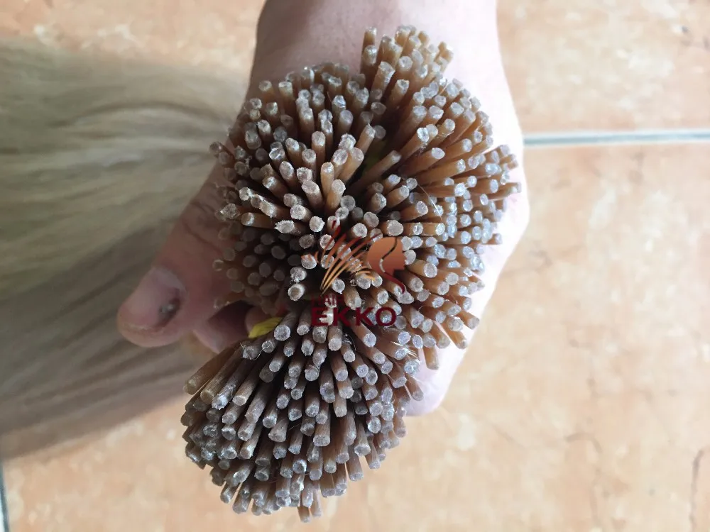  Оптовая продажа недорогие человеческие волосы для наращивания итальянские кератиновые светлые с плоскими кончиками