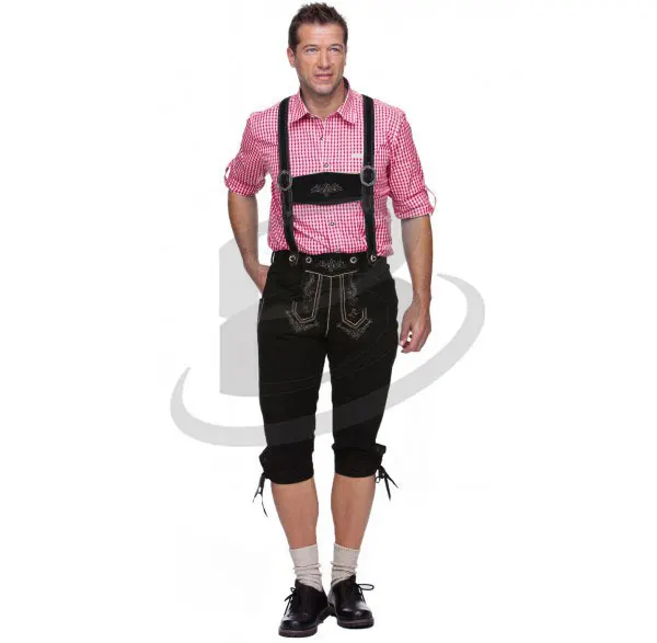 Deluxe Mens Bavarian Lederhosen Beer Guy Costume Oktoberfest Carnival Suspenders Shorts (Bavarian Oktoberfest Costumes)