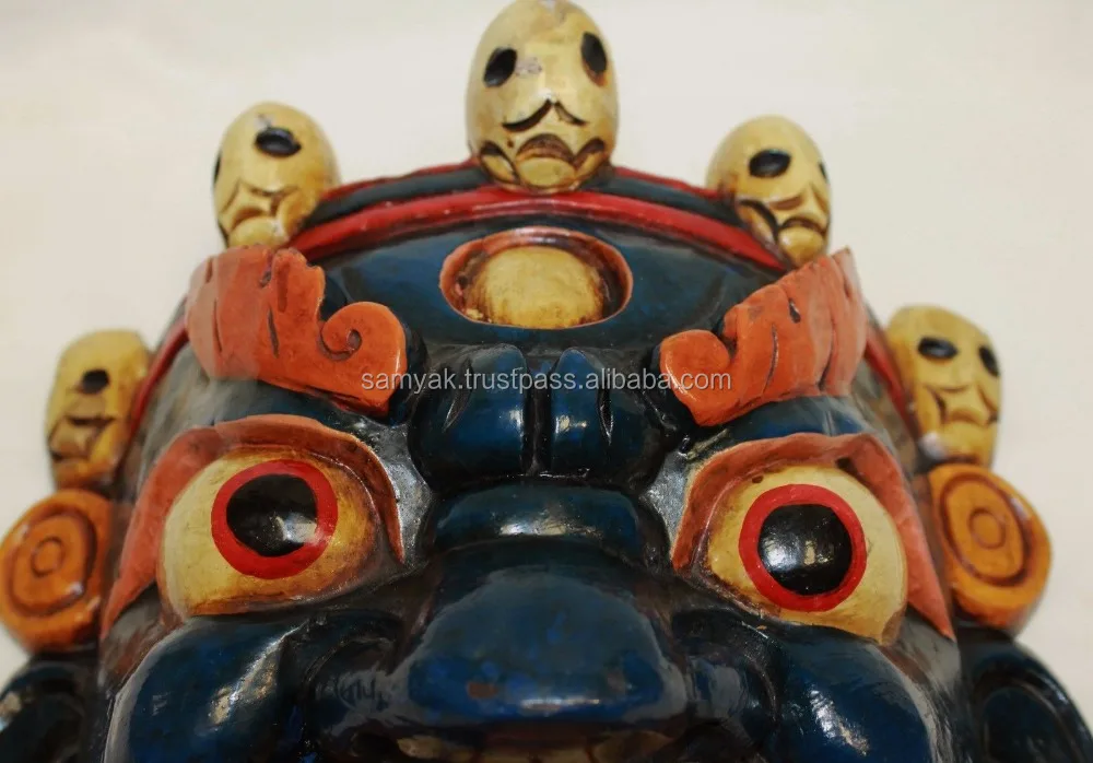 Hand Crafted Wooden Mask of Bhairab Mahakal Wall Hanging Made In Nepal