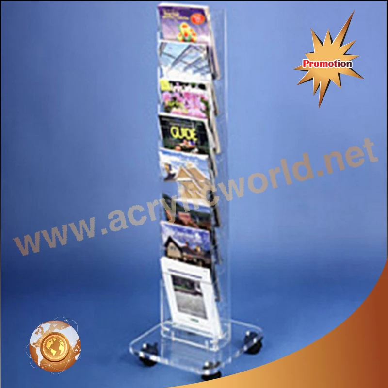 Подгонянный акриловый дисплей для брошюр/акриловый стенд брошюр/полка журналов акриловая стойка брошюр