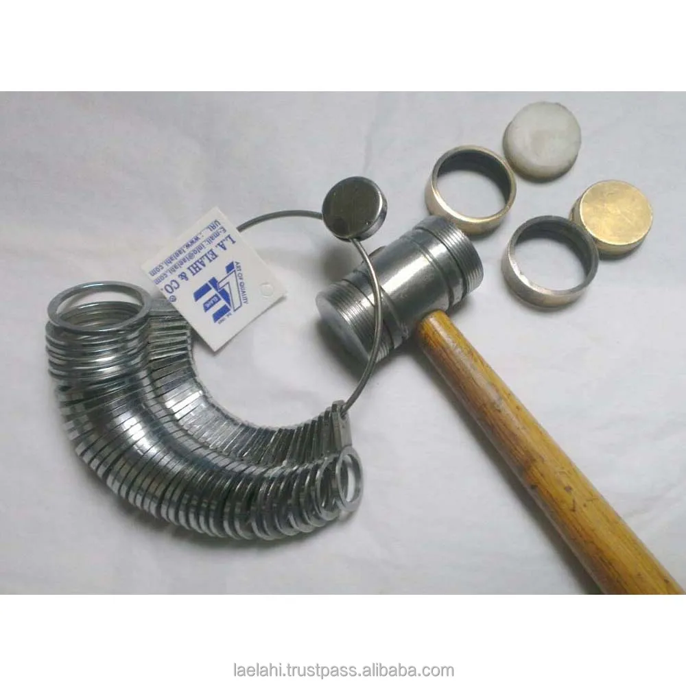 Jewelry Interchangeable Hammer 2 faces with Ring Sizer 2023 Comfortable Wood Handle for Jewelry Craft Making DIY